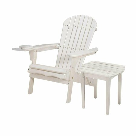 W UNLIMITED 35 x 32 x 28 in. Foldable Chair with Cup Holder & End Table, White SW2136WT-CHET